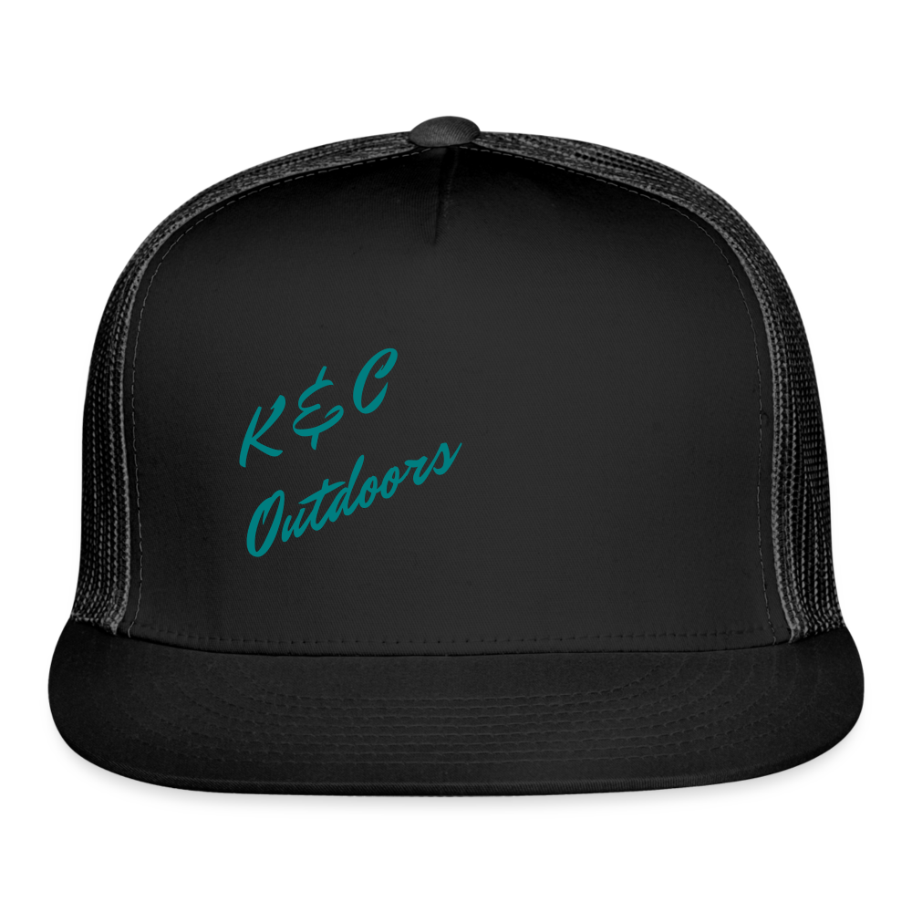 K & C Logo Mesh Back Trucker Hat - black/black