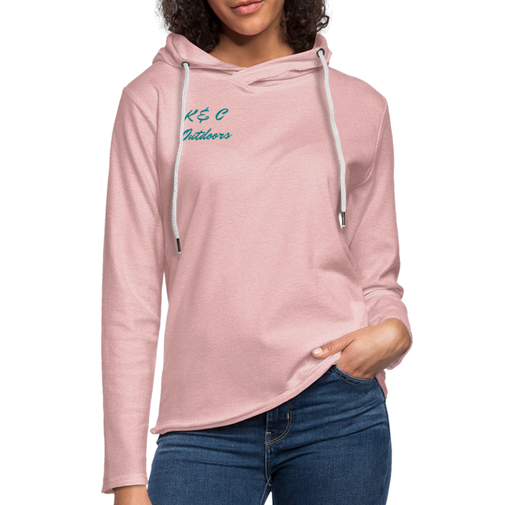 K & C Unisex Lightweight Terry Hoodie - cream heather pink