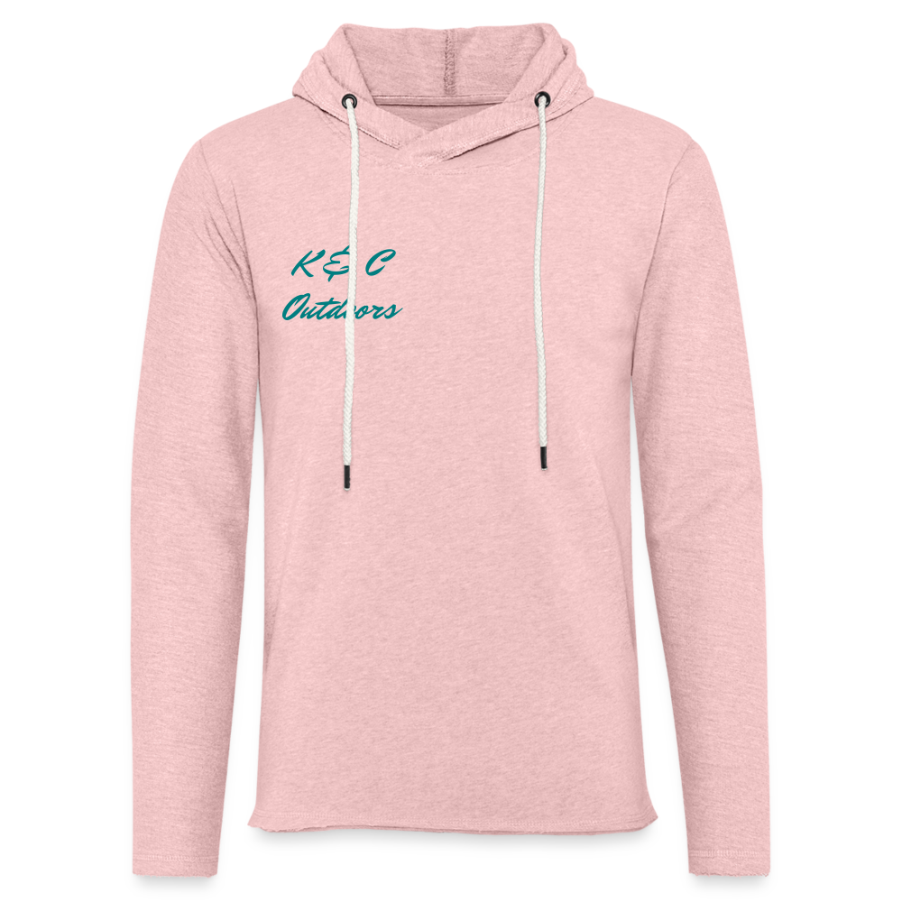 K & C Unisex Lightweight Terry Hoodie - cream heather pink