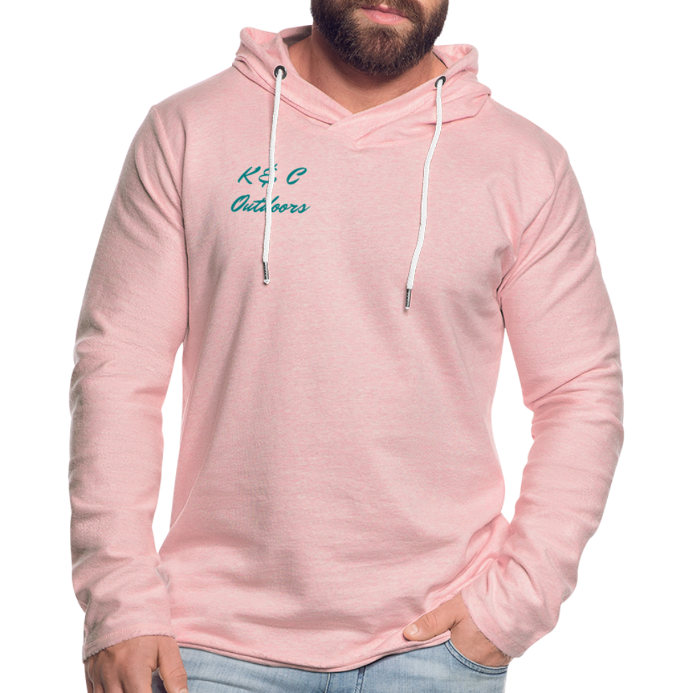 K & C Unisex Lightweight Terry Hoodie - cream heather pink