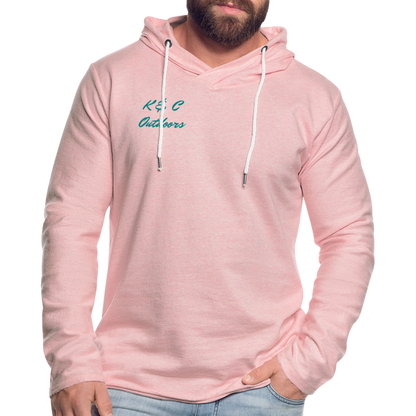 K & C Unisex Lightweight Terry Hoodie - cream heather pink