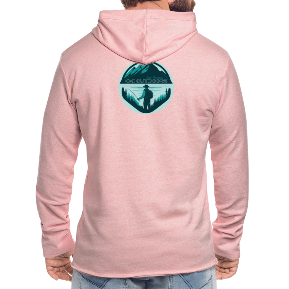 K & C Unisex Lightweight Terry Hoodie - cream heather pink