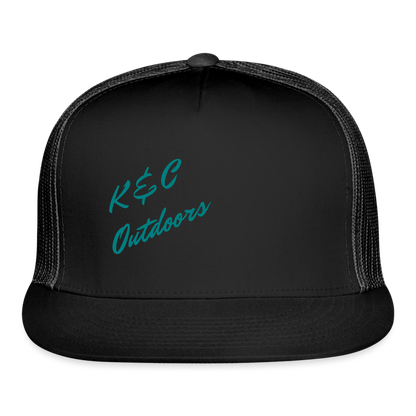 K & C Logo Mesh  Back Trucker Hat - black/black