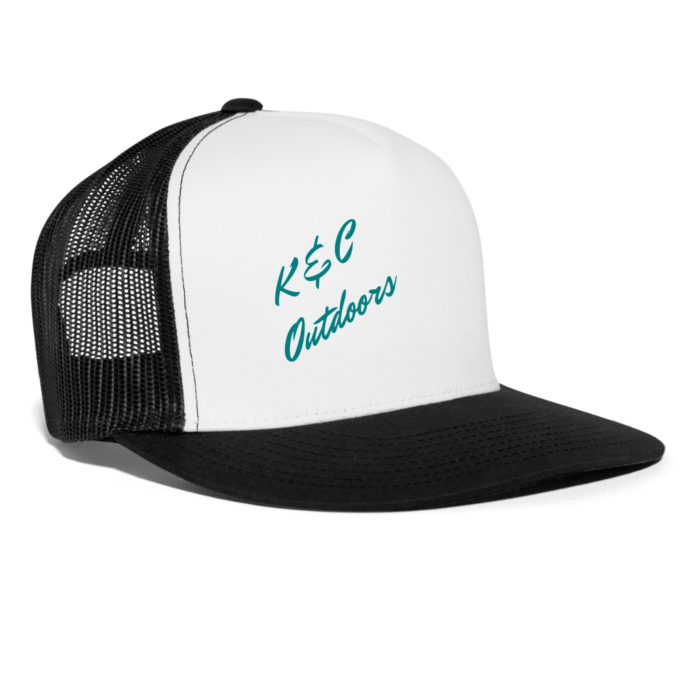 K & C Logo Mesh  Back Trucker Hat - white/black