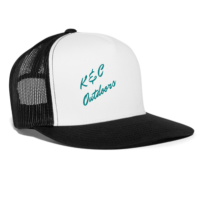 K & C Logo Mesh  Back Trucker Hat - white/black