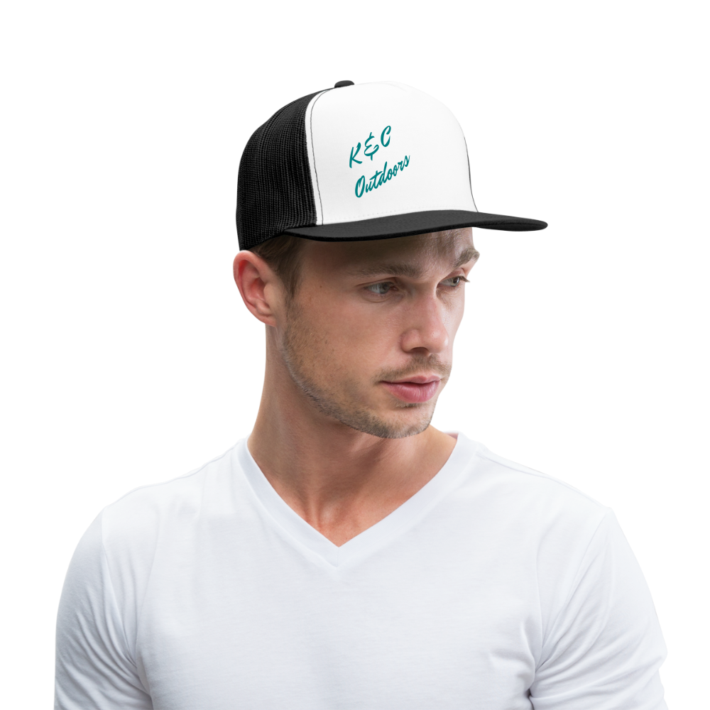 K & C Logo Mesh  Back Trucker Hat - white/black