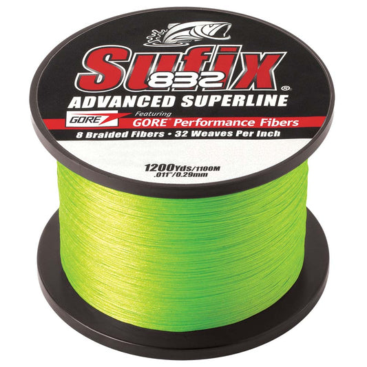 Sufix 832 Advanced Superline Braid - 10lb - Neon Lime - 1200 yds [660-310L]