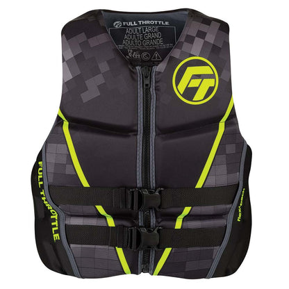 Full Throttle Mens Rapid-Dry Flex-Back Life Jacket - 2XL - Black/Green [142500-400-060-22]